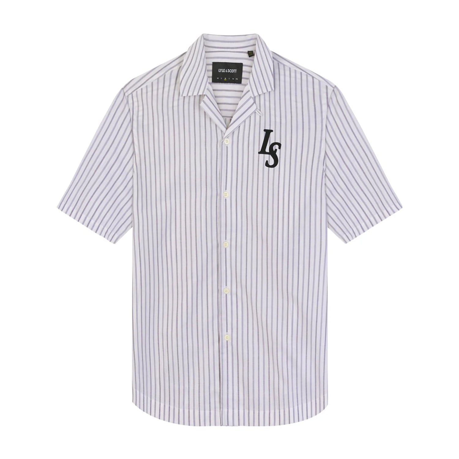 Chalk - Front - Lyle & Scott Mens Pinstripe Revere Collar Shirt