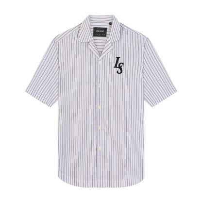 Chalk - Front - Lyle & Scott Mens Pinstripe Revere Collar Shirt