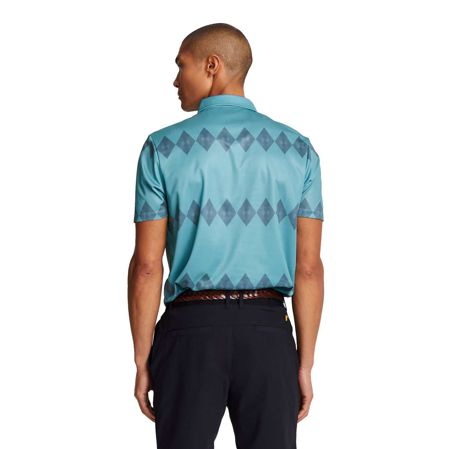 Tee Teal - Back - Lyle & Scott Mens Argyle Polo Shirt
