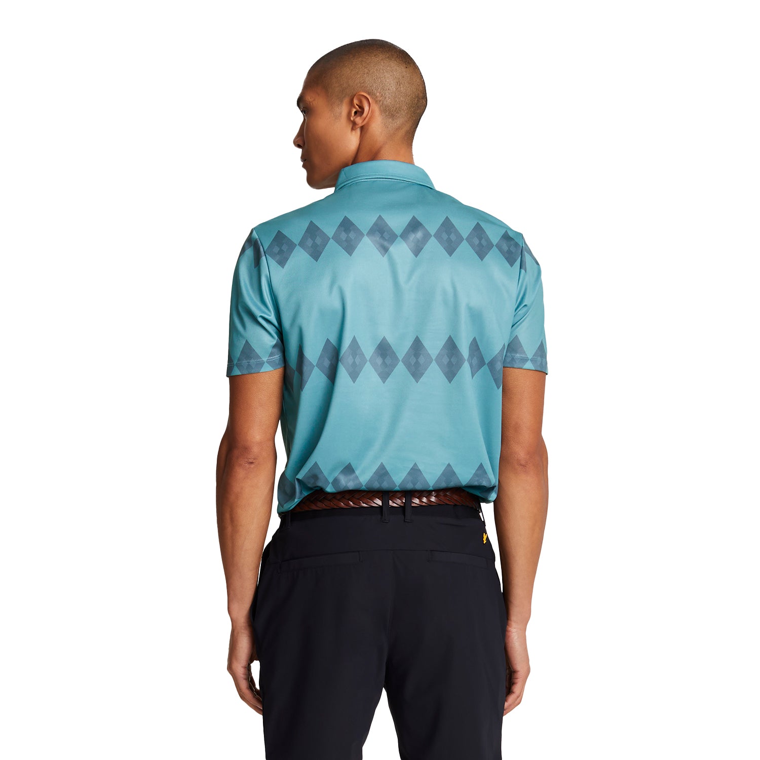 Tee Teal - Back - Lyle & Scott Mens Argyle Polo Shirt