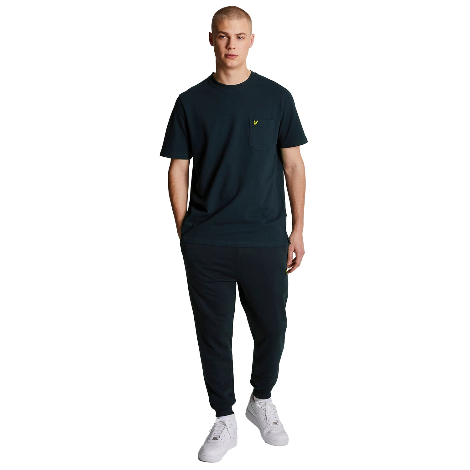 Dark Navy - Side - Lyle & Scott Mens Plain Pique Pocket T-Shirt