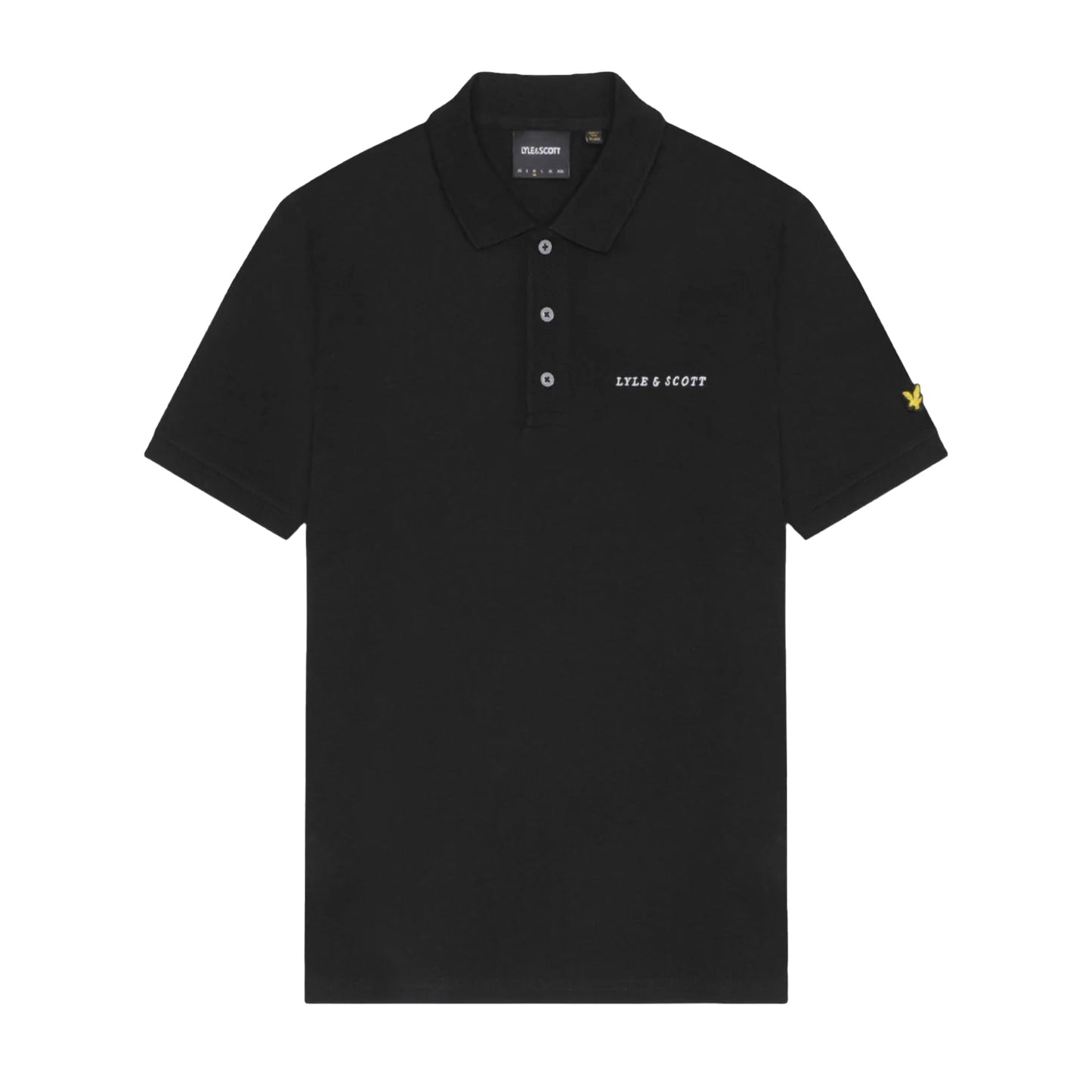 Jet Black-White - Front - Lyle & Scott Mens Embroidered Polo Shirt