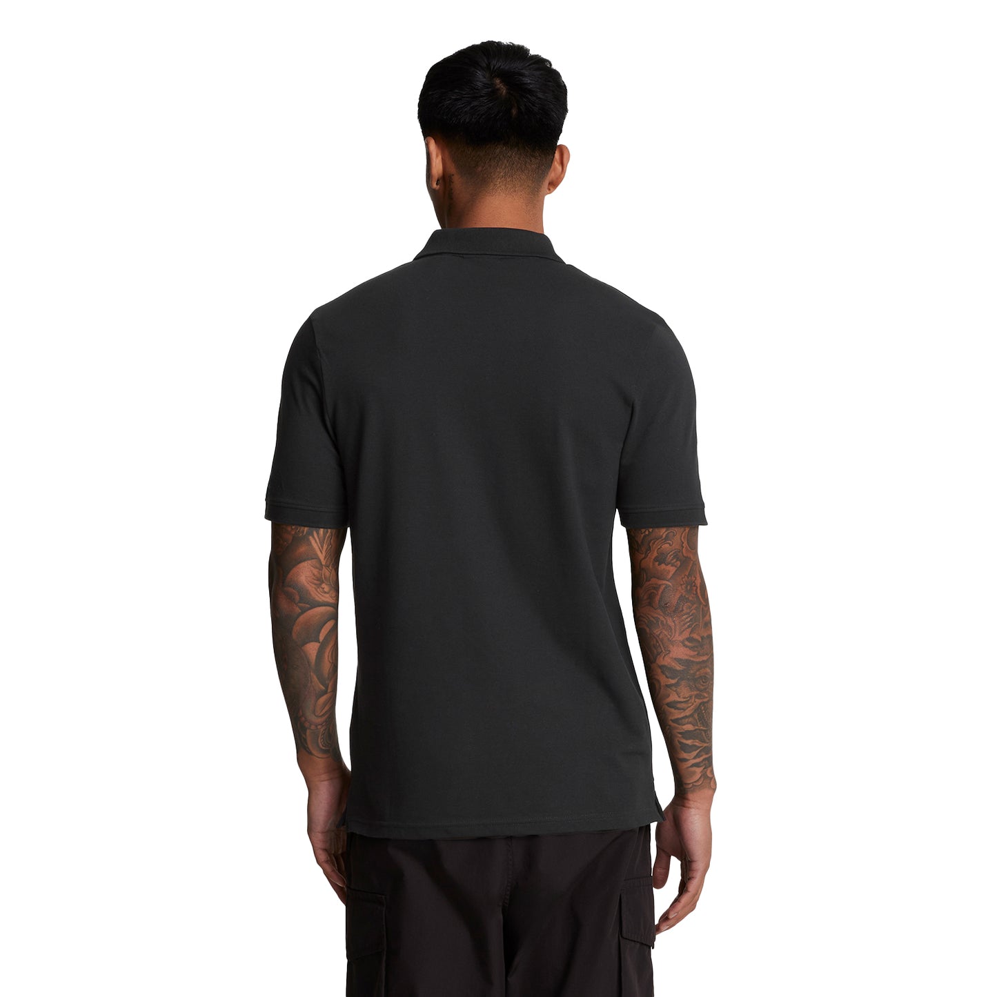 Jet Black-White - Back - Lyle & Scott Mens Embroidered Polo Shirt