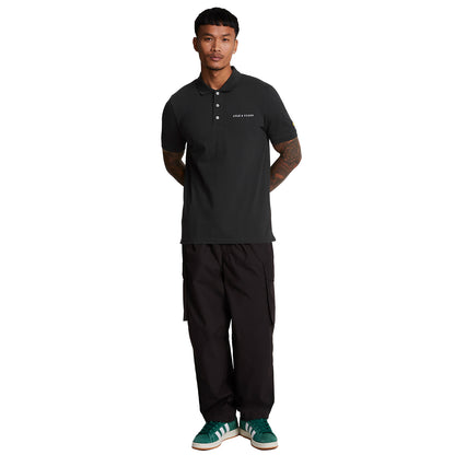 Jet Black-White - Lifestyle - Lyle & Scott Mens Embroidered Polo Shirt