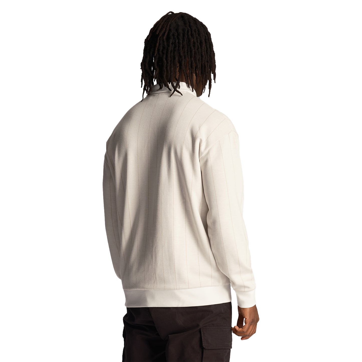 Chalk - Back - Lyle & Scott Mens Pinstripe Collared Sweatshirt