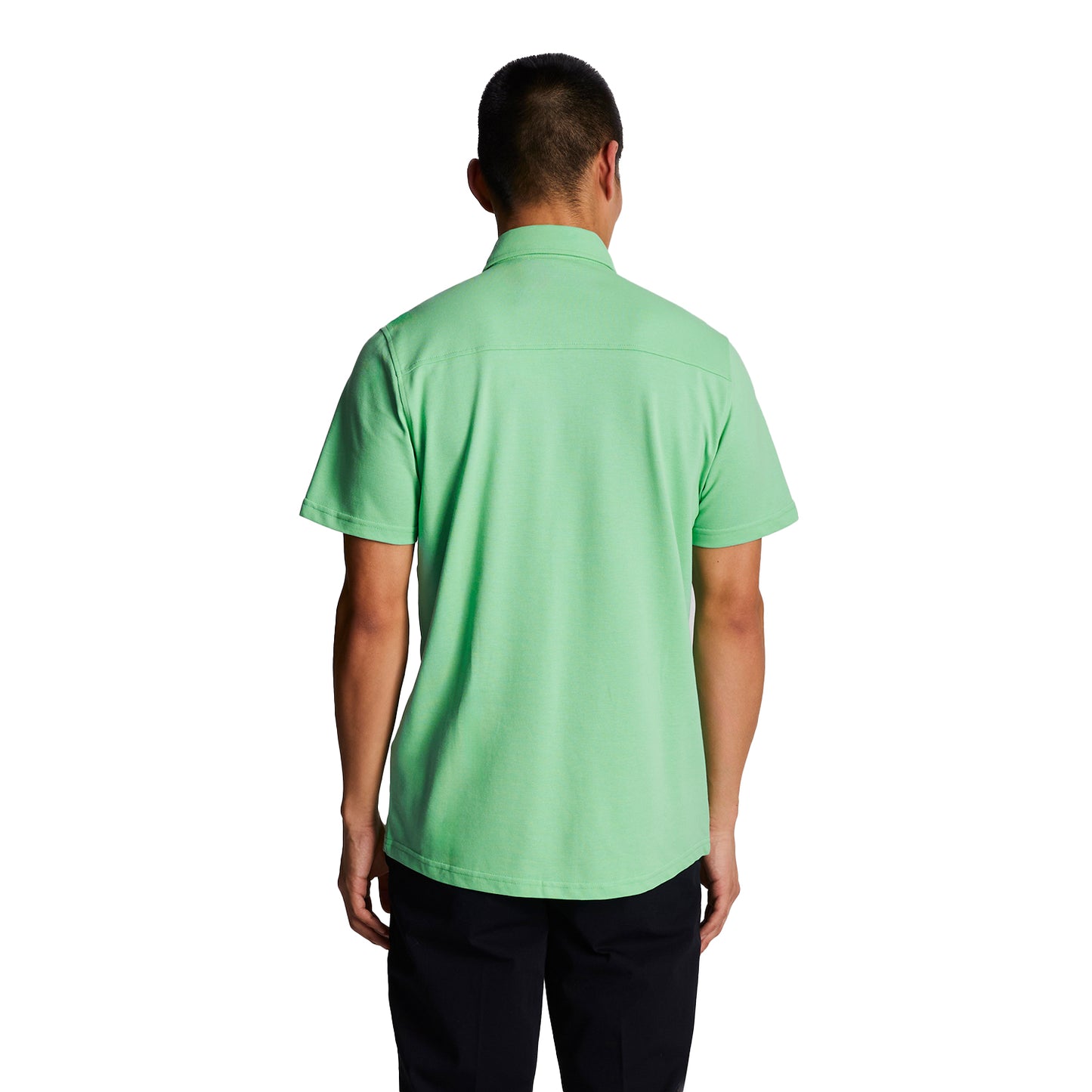 Lawn Green - Back - Lyle & Scott Mens Pique Short-Sleeved Shirt