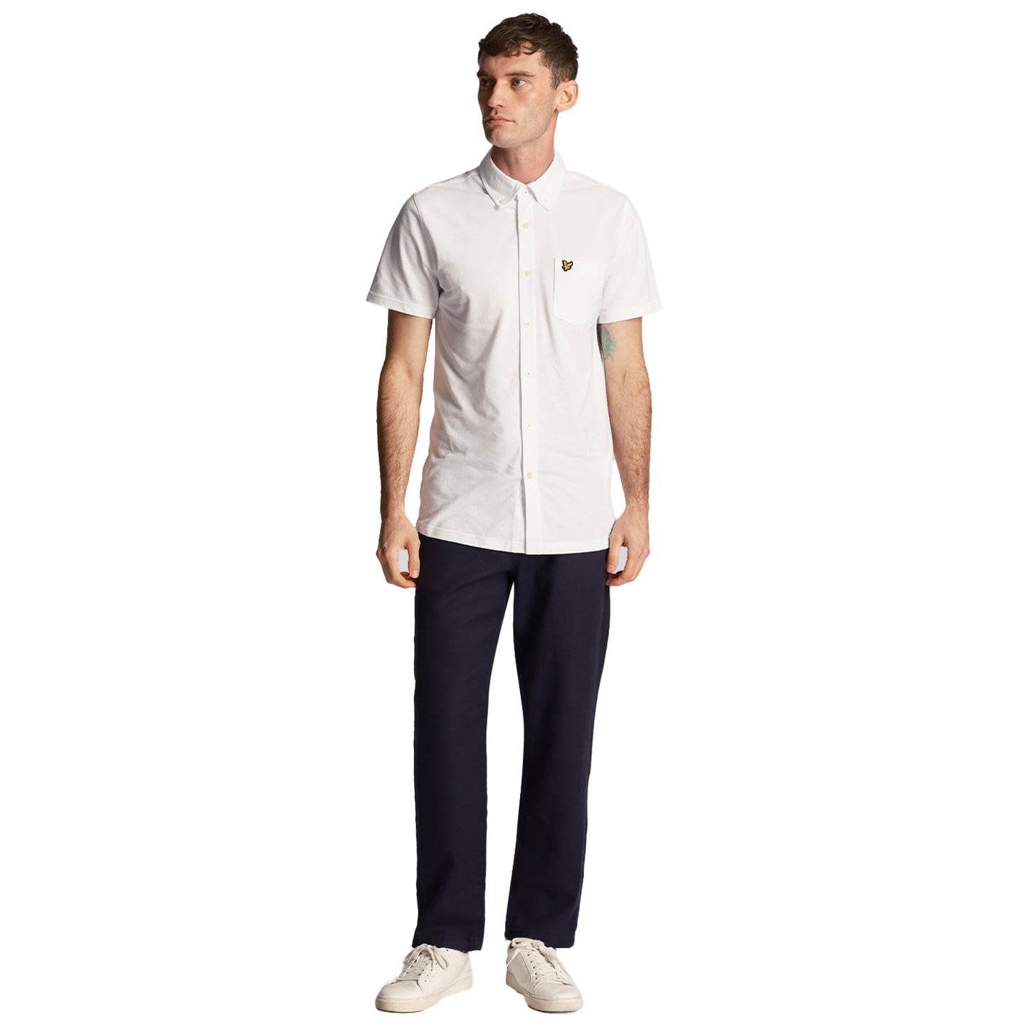 White - Side - Lyle & Scott Mens Pique Short-Sleeved Shirt