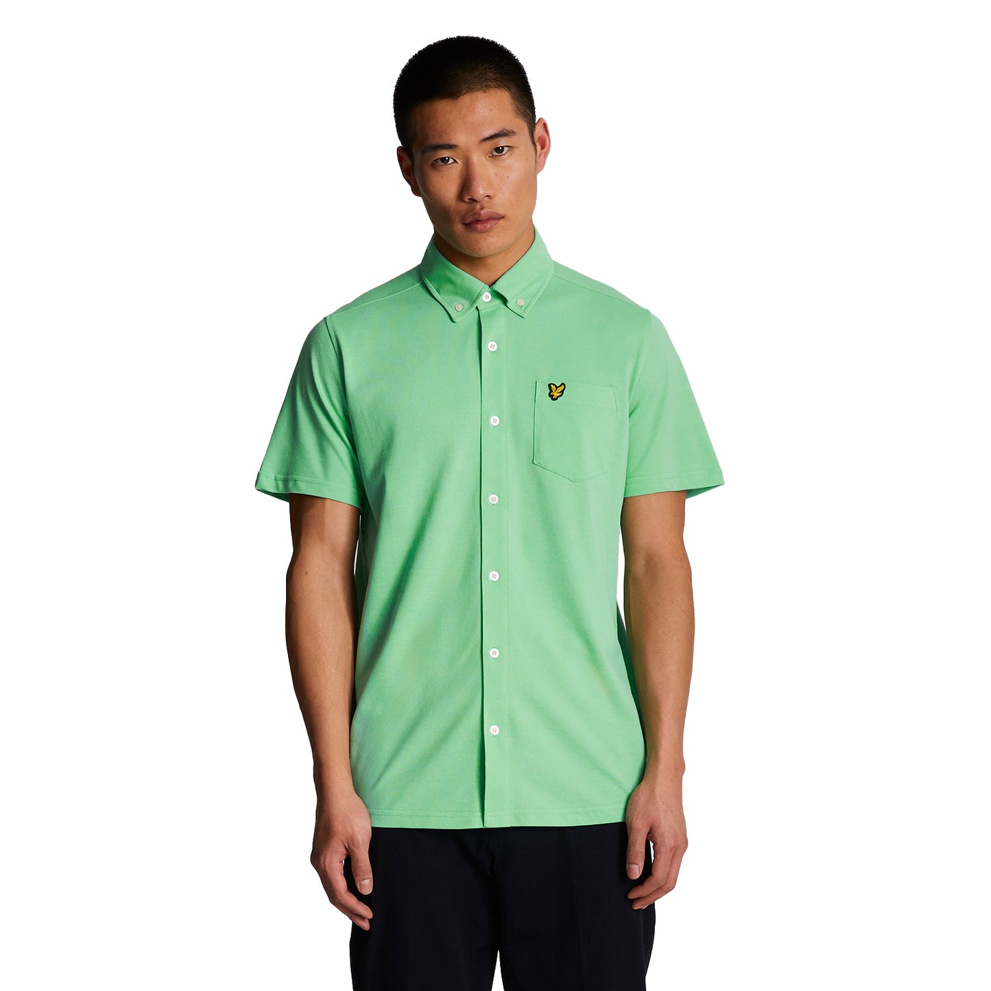 Lawn Green - Side - Lyle & Scott Mens Pique Short-Sleeved Shirt