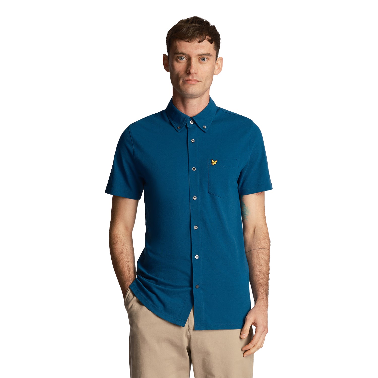 Apres Navy - Side - Lyle & Scott Mens Pique Short-Sleeved Shirt