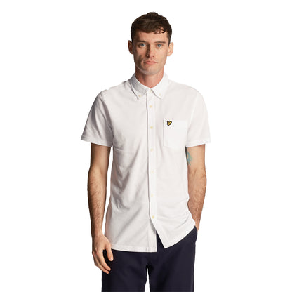 White - Front - Lyle & Scott Mens Pique Short-Sleeved Shirt