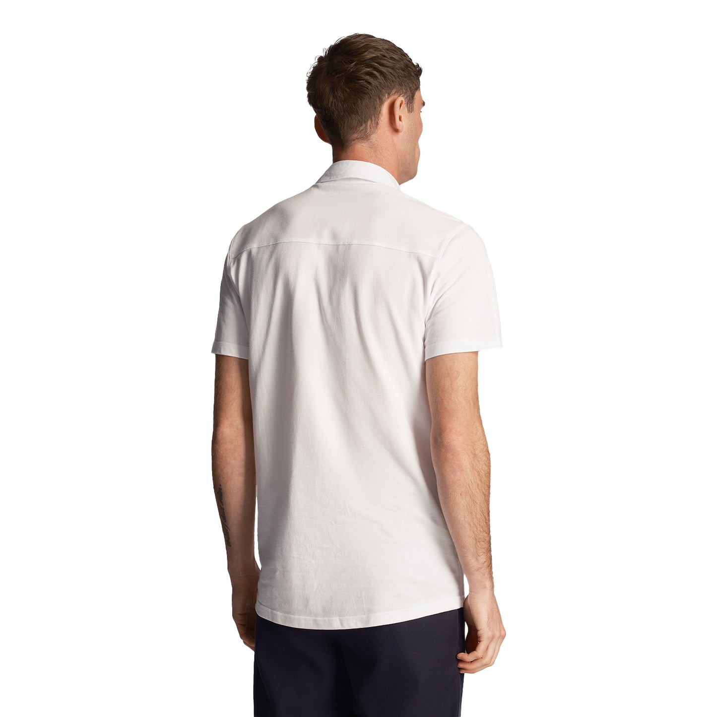 White - Back - Lyle & Scott Mens Pique Short-Sleeved Shirt