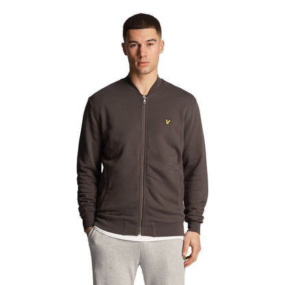 Gunmetal - Front - Lyle & Scott Mens Loopback Jersey Bomber Jacket