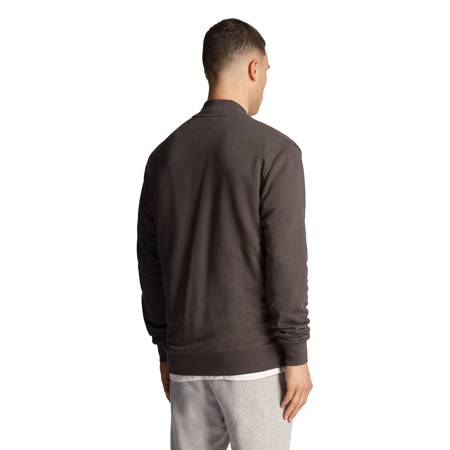 Gunmetal - Back - Lyle & Scott Mens Loopback Jersey Bomber Jacket
