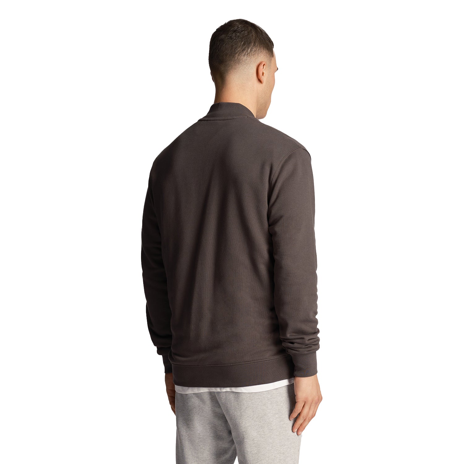 Gunmetal - Back - Lyle & Scott Mens Loopback Jersey Bomber Jacket
