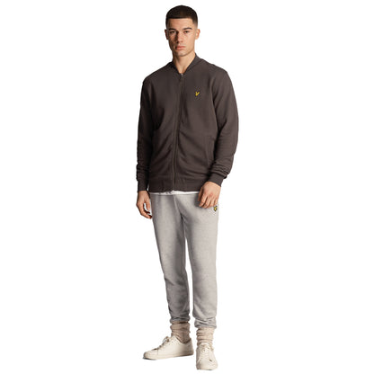 Gunmetal - Side - Lyle & Scott Mens Loopback Jersey Bomber Jacket