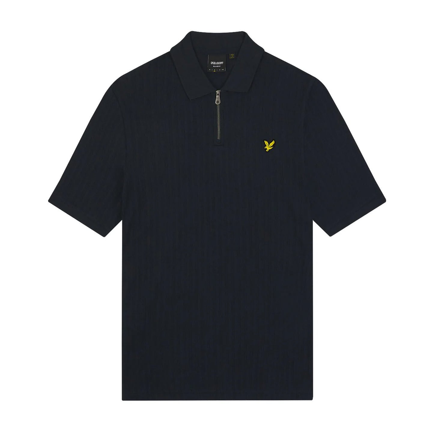 Dark Navy - Front - Lyle & Scott Mens Stripe Textured Polo Shirt