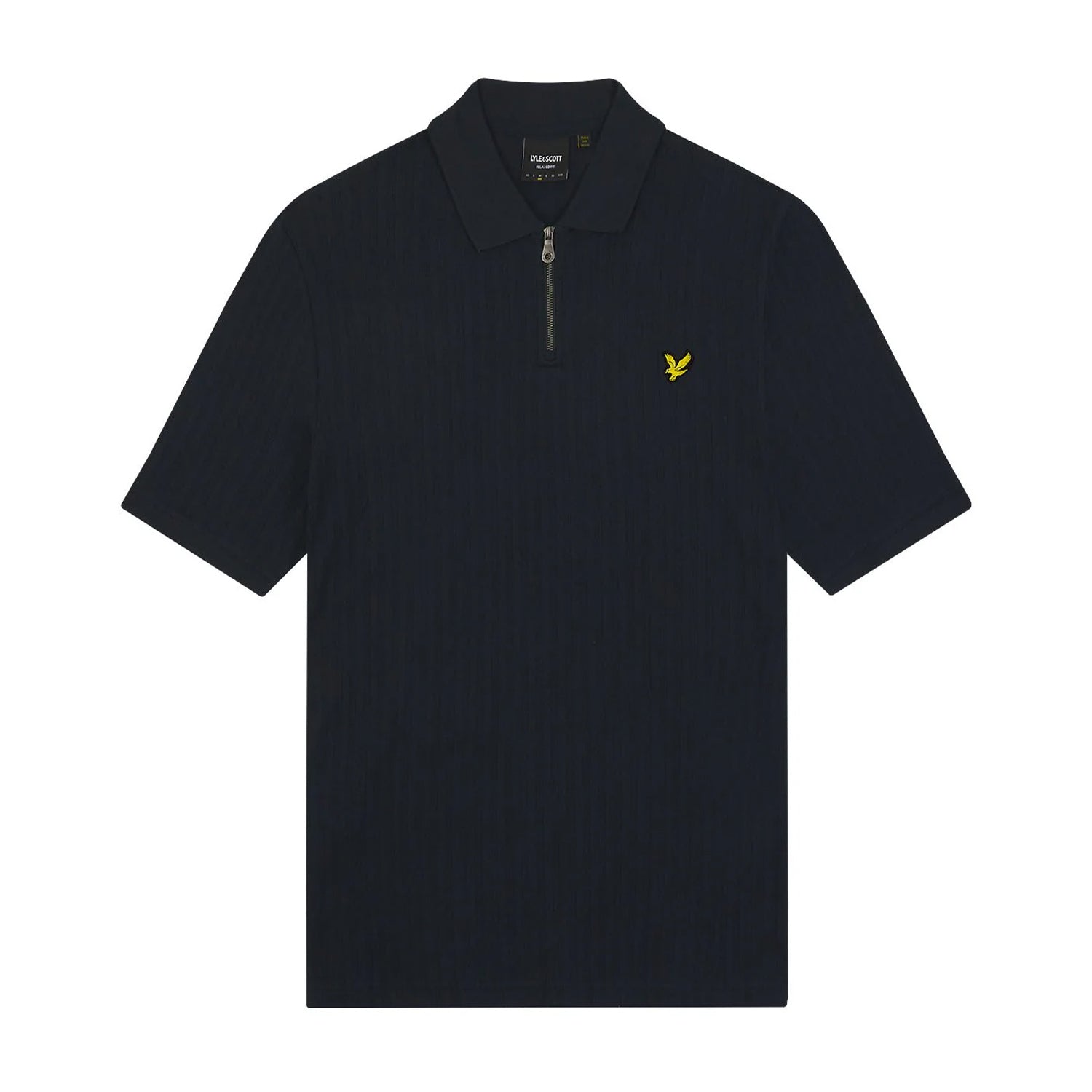 Dark Navy - Front - Lyle & Scott Mens Stripe Textured Polo Shirt