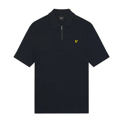 Dark Navy - Front - Lyle & Scott Mens Stripe Textured Polo Shirt