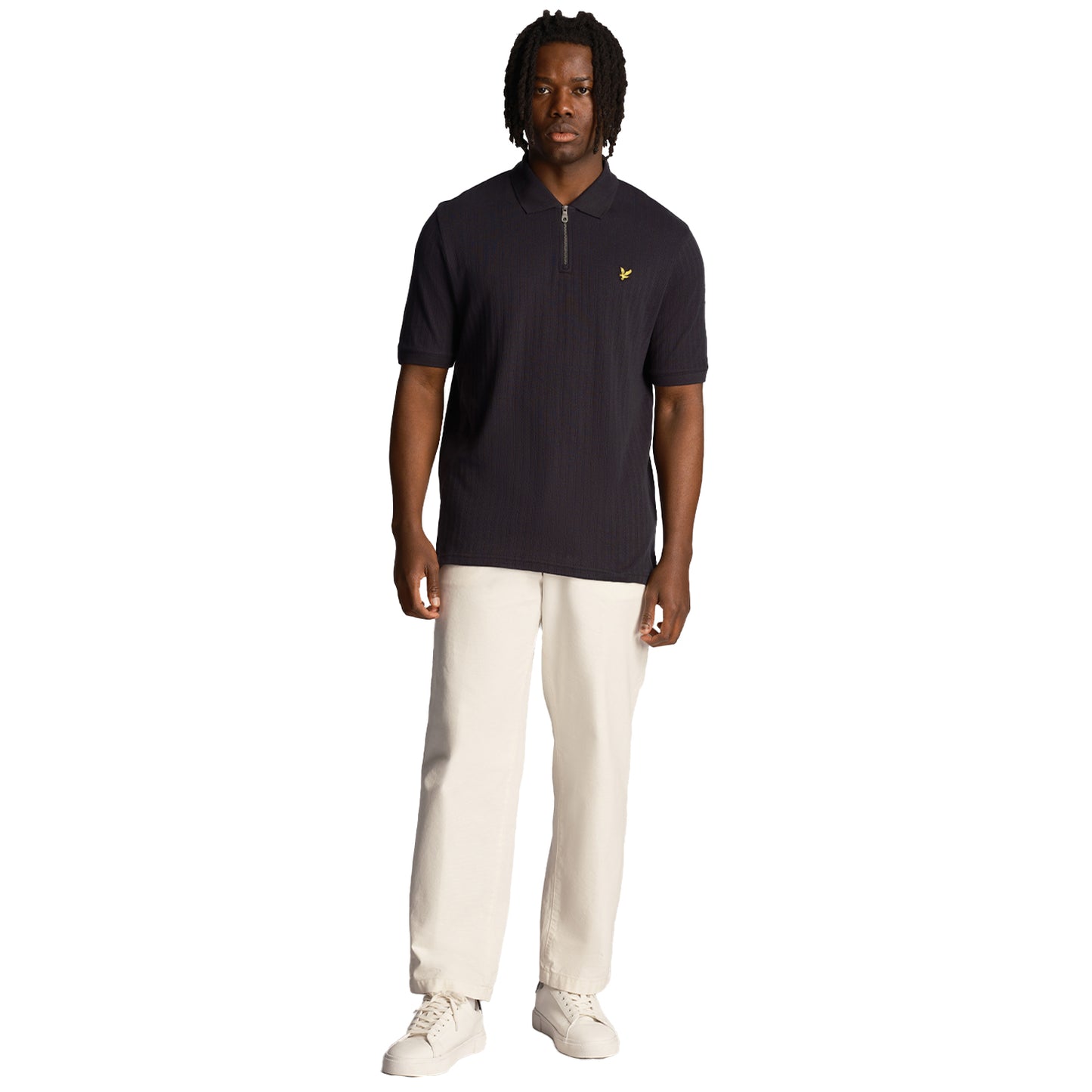 Dark Navy - Lifestyle - Lyle & Scott Mens Stripe Textured Polo Shirt