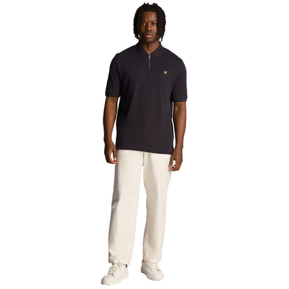 Dark Navy - Lifestyle - Lyle & Scott Mens Stripe Textured Polo Shirt