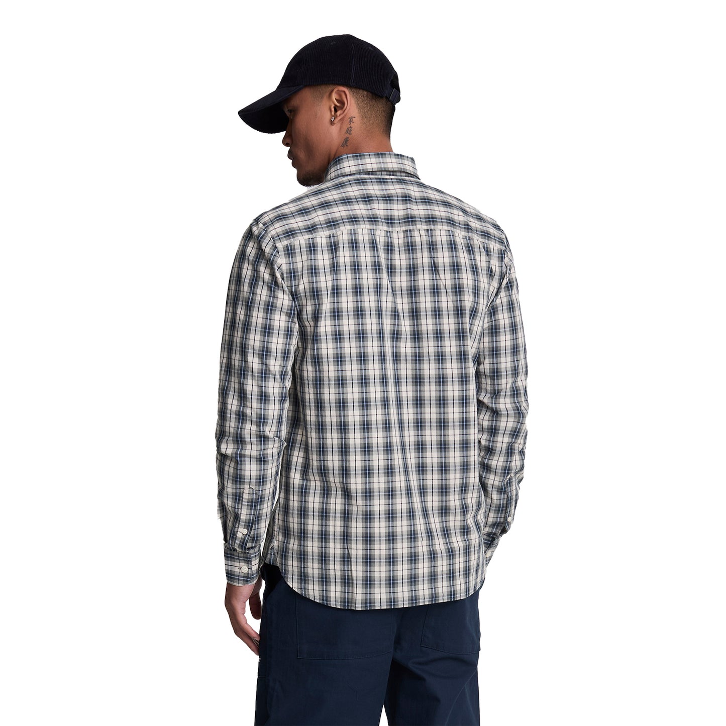 Cove-Dark Navy - Back - Lyle & Scott Mens Checked Poplin Washed Shirt