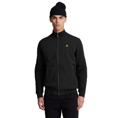 Jet Black - Front - Lyle & Scott Mens Baffled Stitching Track Jacket