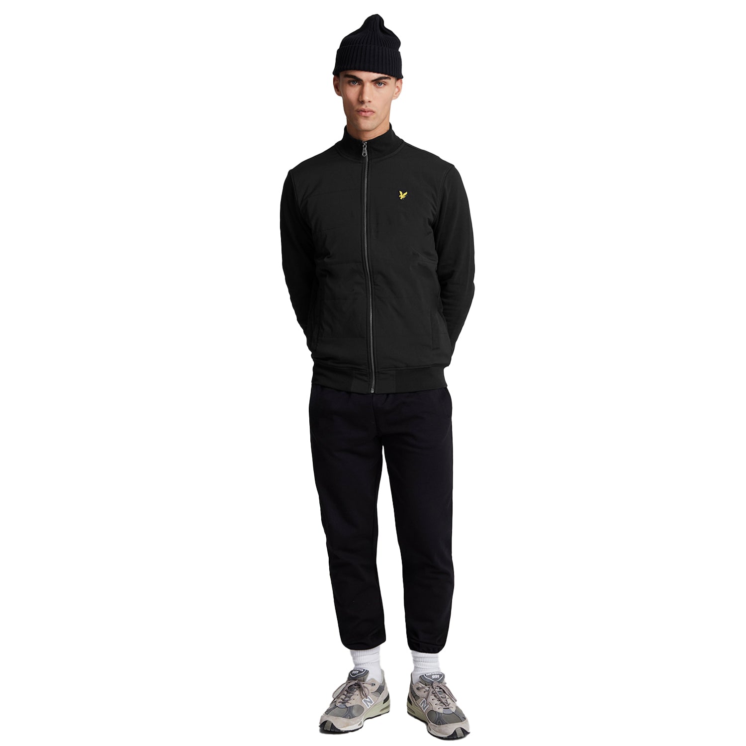Jet Black - Side - Lyle & Scott Mens Baffled Stitching Track Jacket