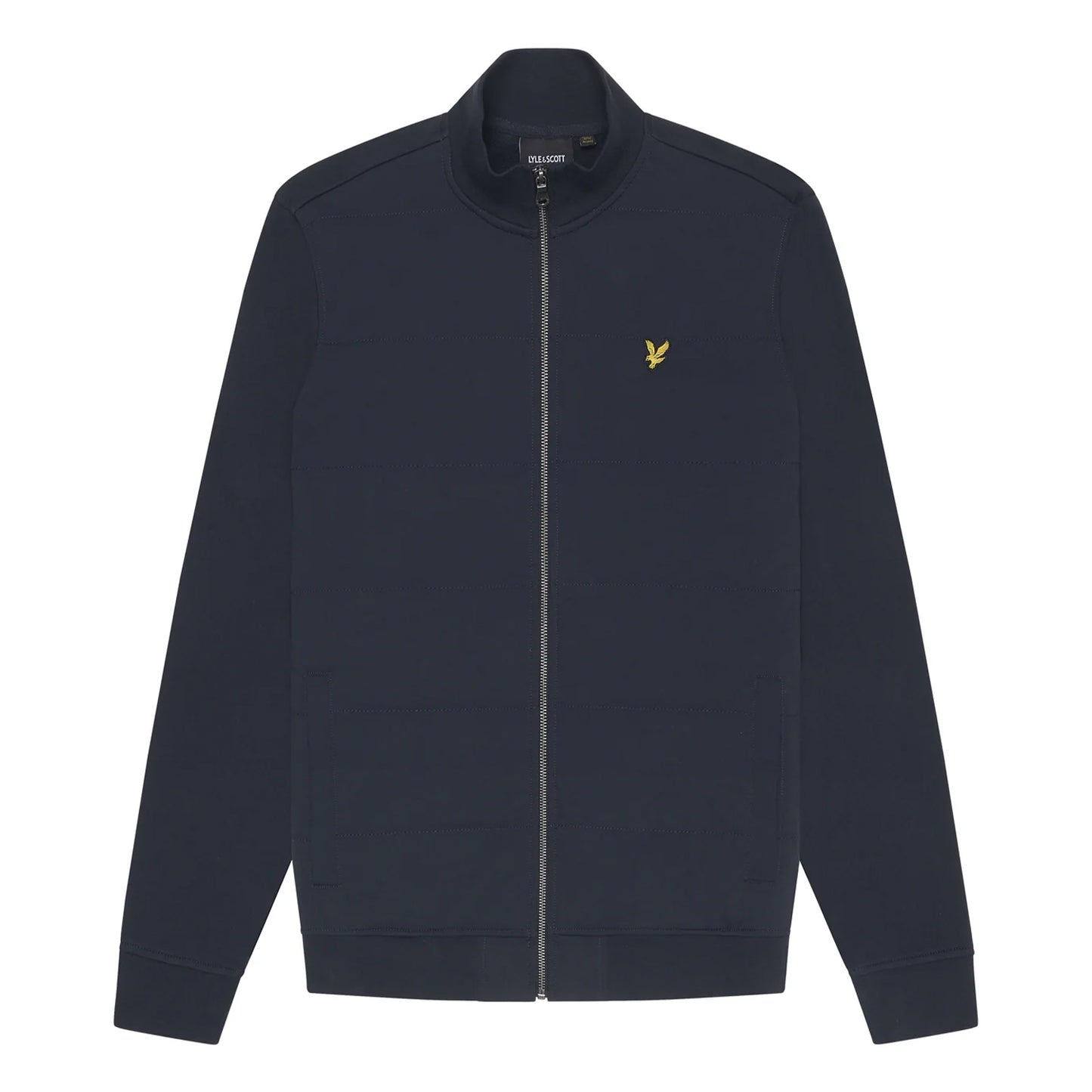 Dark Navy - Front - Lyle & Scott Mens Baffled Stitching Track Jacket
