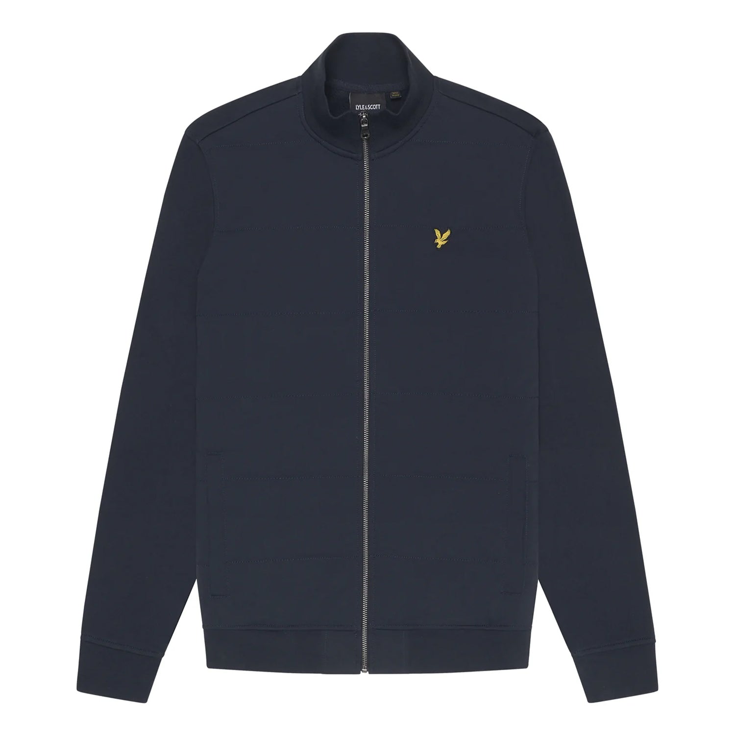 Dark Navy - Front - Lyle & Scott Mens Baffled Stitching Track Jacket