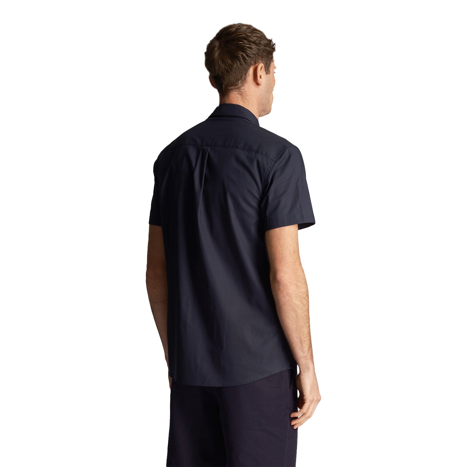 Dark Navy - Back - Lyle & Scott Mens Plain Poplin Short-Sleeved Shirt