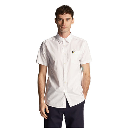 White - Front - Lyle & Scott Mens Plain Poplin Short-Sleeved Shirt