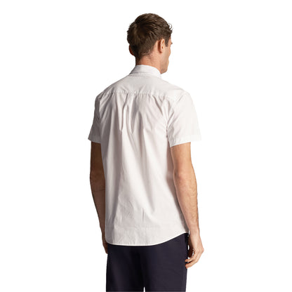 White - Back - Lyle & Scott Mens Plain Poplin Short-Sleeved Shirt