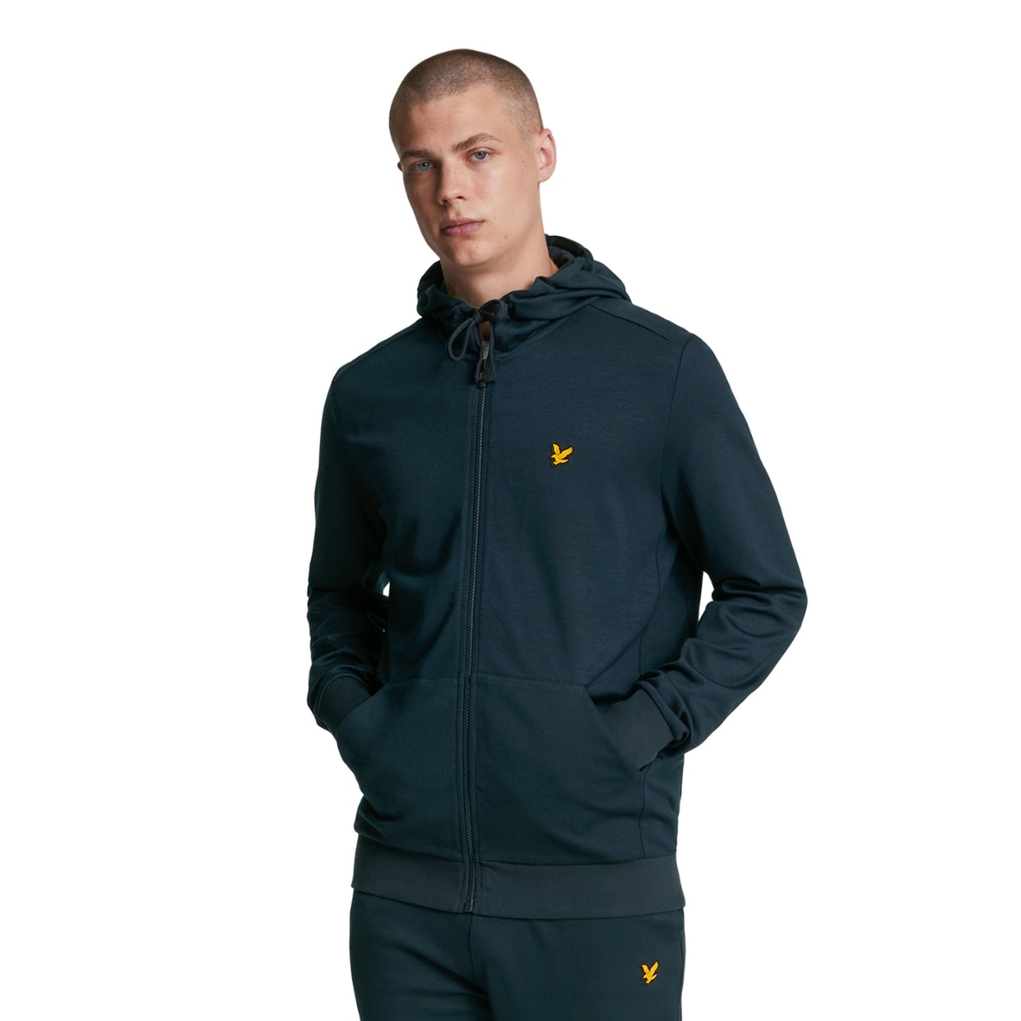 Dark Navy - Side - Lyle & Scott Mens Sports Full Zip Hoodie