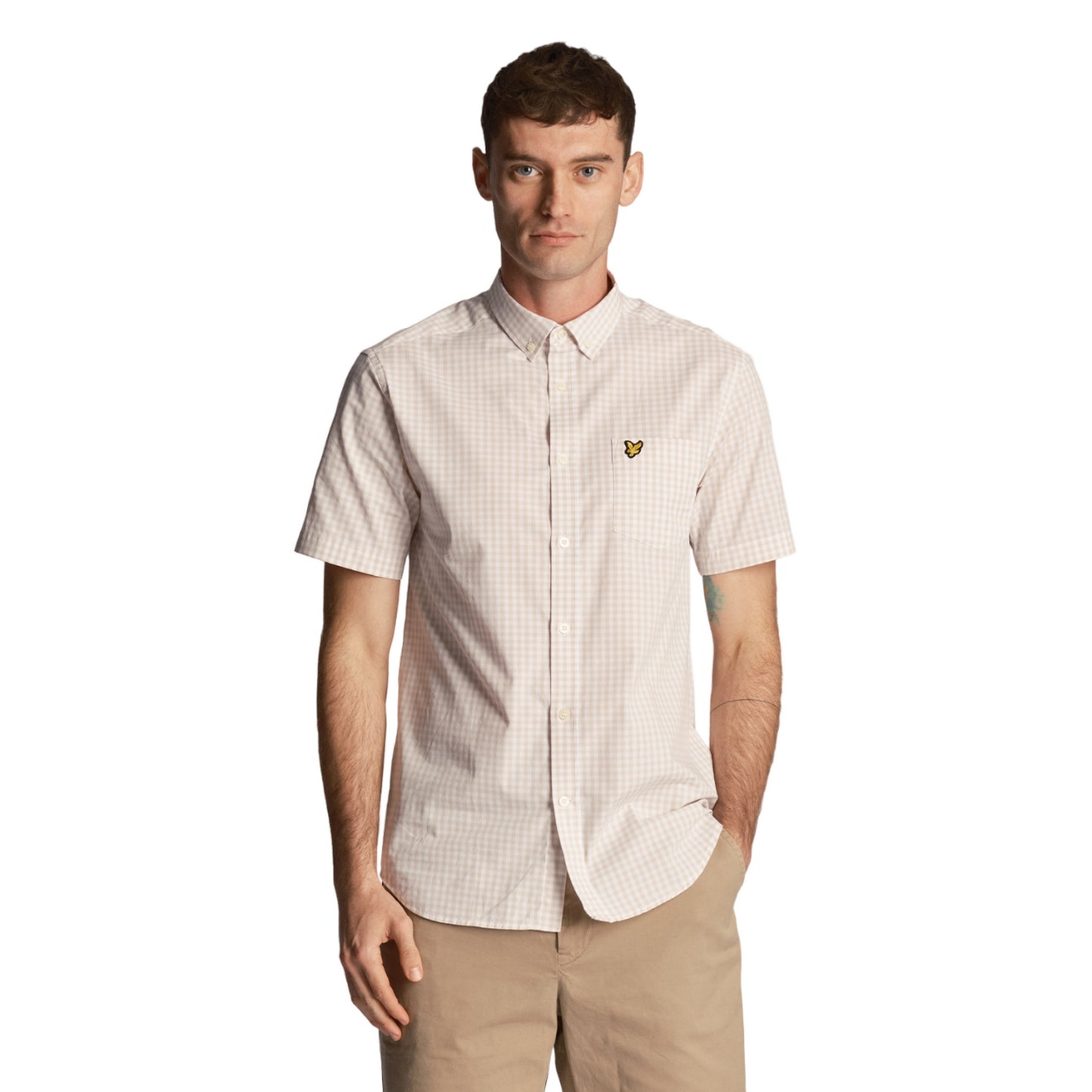 Cove-White - Front - Lyle & Scott Mens Gingham Slim Short-Sleeved Shirt