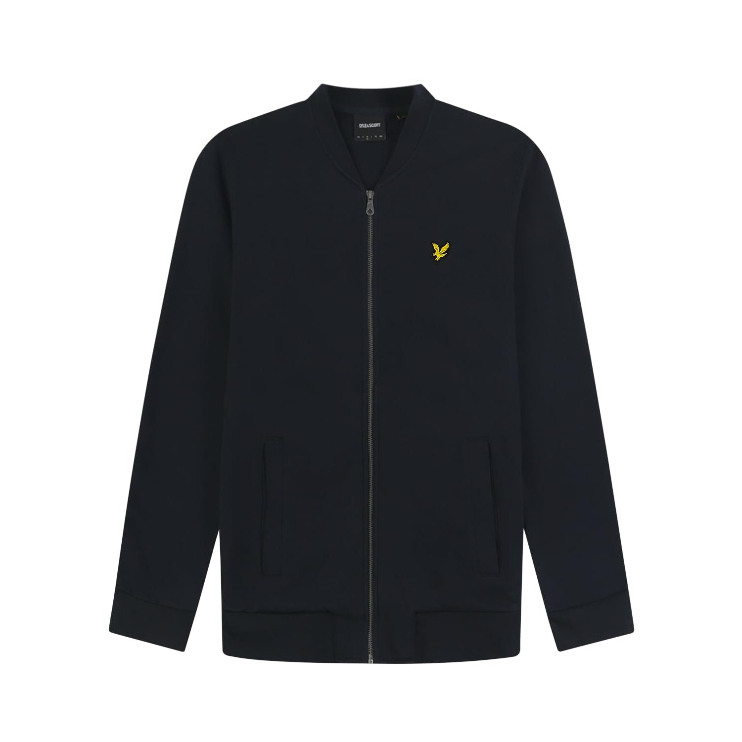 Dark Navy - Front - Lyle & Scott Mens Lambswool Knitted Bomber Jacket