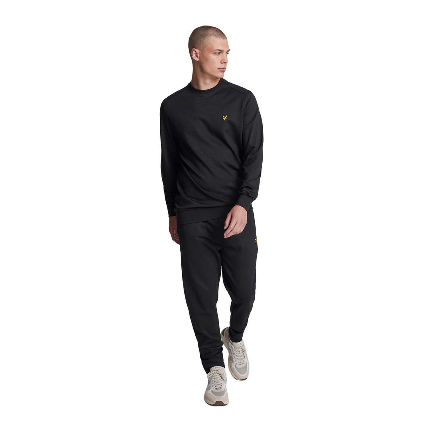Jet Black - Side - Lyle & Scott Mens Fly Fleece Tracksuit Bottoms