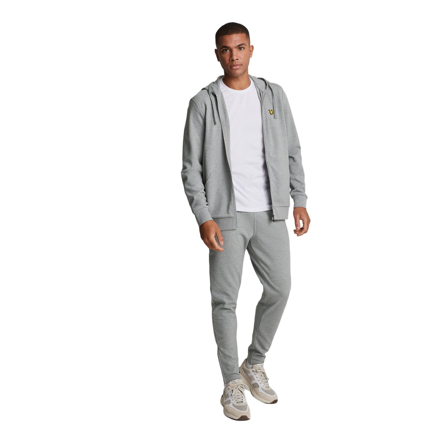 Mid Grey Marl - Side - Lyle & Scott Mens Fly Fleece Tracksuit Bottoms