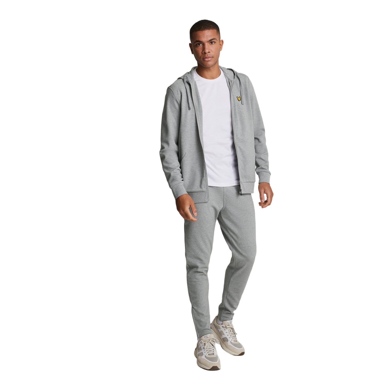 Mid Grey Marl - Side - Lyle & Scott Mens Fly Fleece Tracksuit Bottoms
