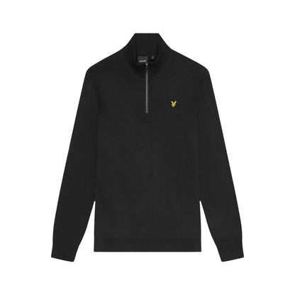 Jet Black - Front - Lyle & Scott Mens Loopback Quarter Zip Sweatshirt