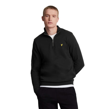 Jet Black - Back - Lyle & Scott Mens Loopback Quarter Zip Sweatshirt
