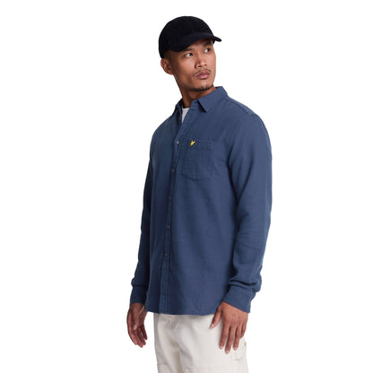 Navy - Front - Lyle & Scott Mens Basket Weave Shirt