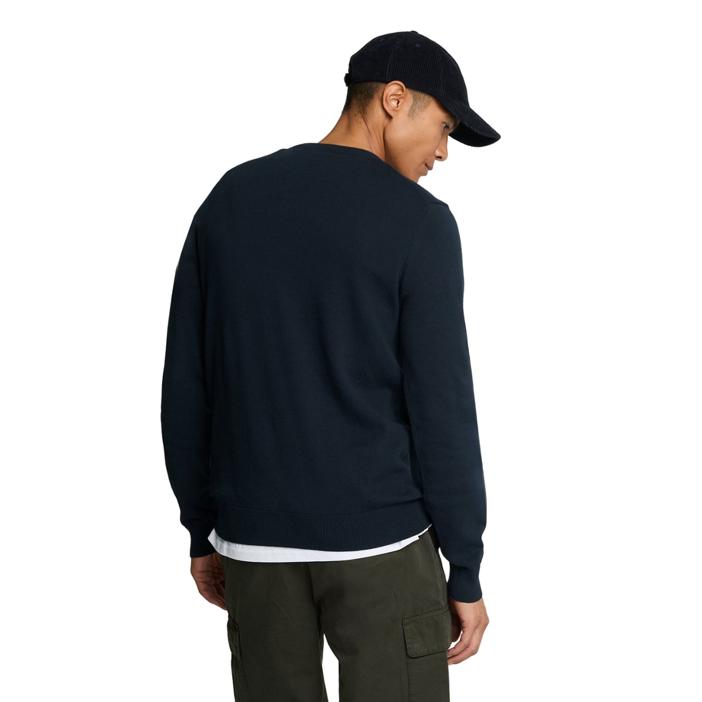 Dark Navy - Back - Lyle & Scott Mens Cotton Crew Neck Jumper