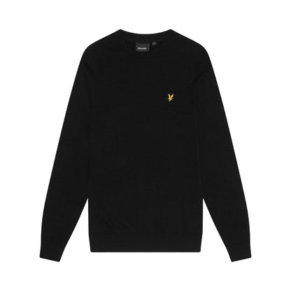 Jet Black - Front - Lyle & Scott Mens Cotton Crew Neck Jumper