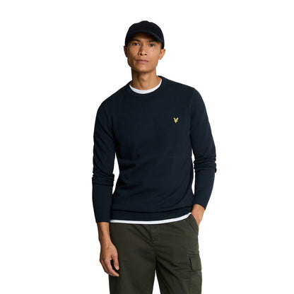 Dark Navy - Front - Lyle & Scott Mens Cotton Crew Neck Jumper