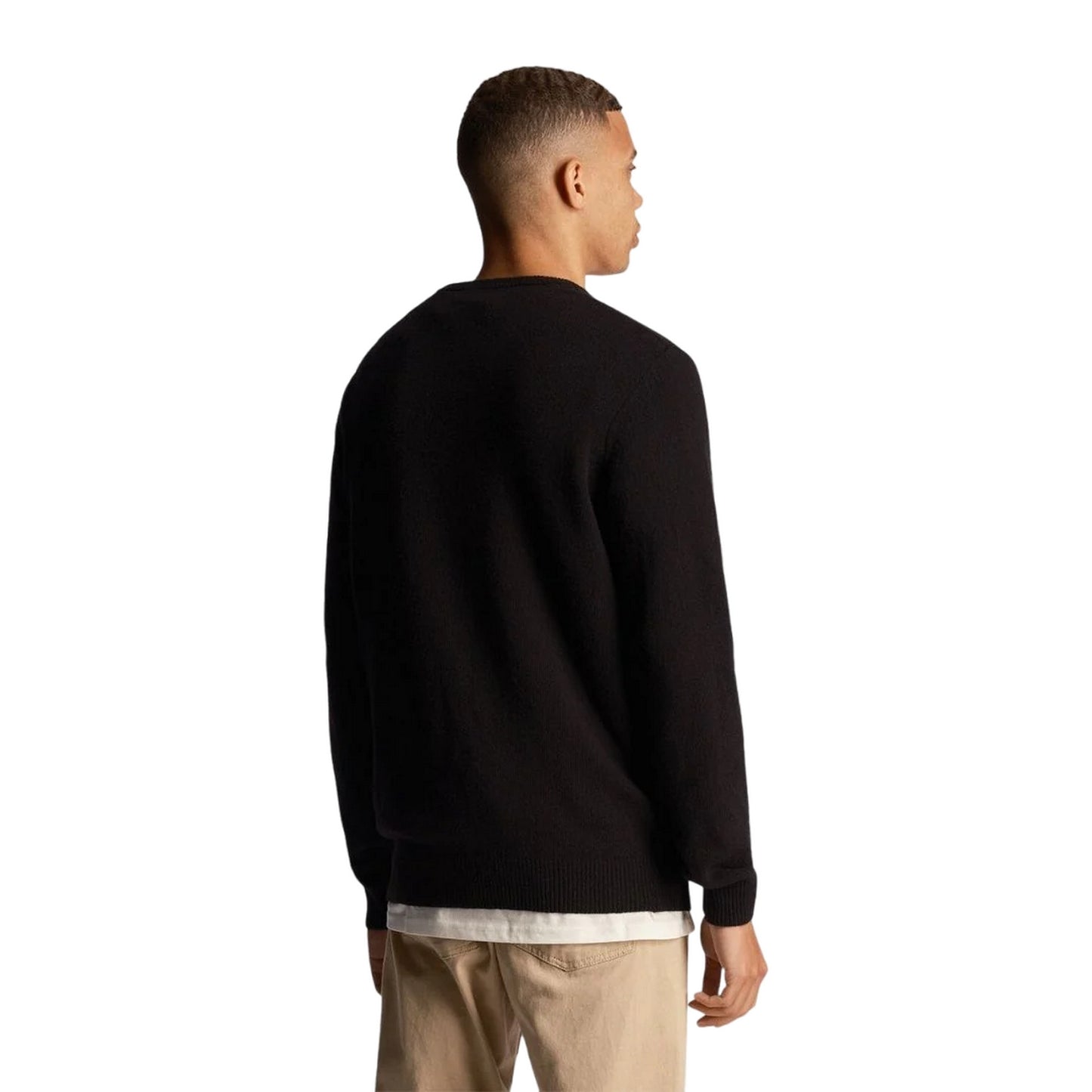 Jet Black - Back - Lyle & Scott Mens Ribbed Mock Neck Jumper