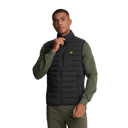 Jet Black - Back - Lyle & Scott Mens Stretch Quilted Sports Gilet