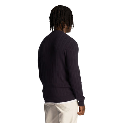 Dark Navy - Back - Lyle & Scott Mens Club Emblem Crew Neck Jumper