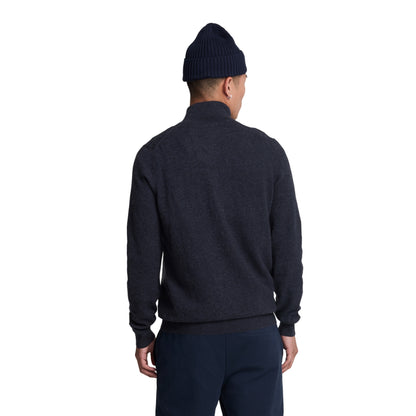 Dark Navy Marl - Back - Lyle & Scott Mens Lambswool Full Zip Cardigan