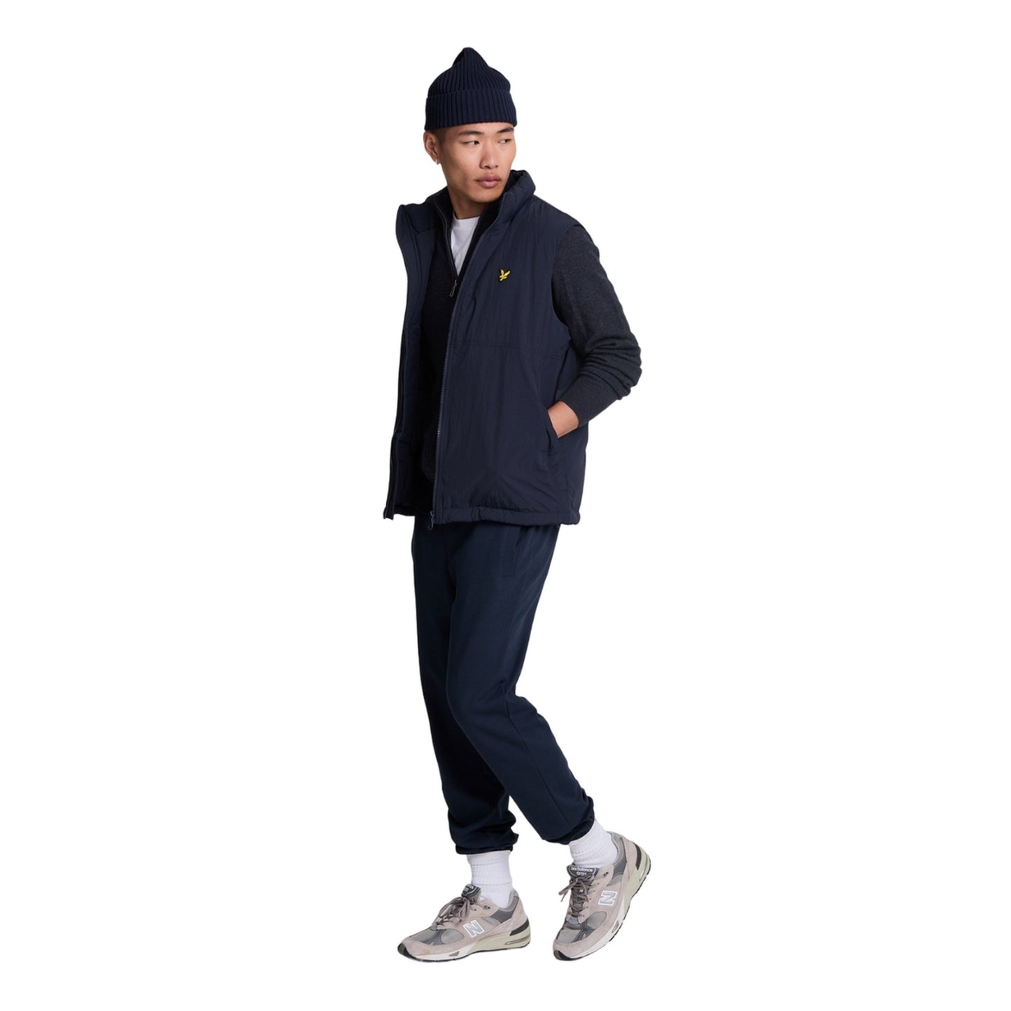 Dark Navy Marl - Side - Lyle & Scott Mens Lambswool Full Zip Cardigan