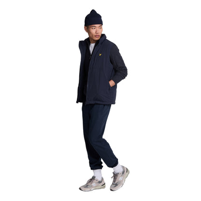 Dark Navy Marl - Side - Lyle & Scott Mens Lambswool Full Zip Cardigan